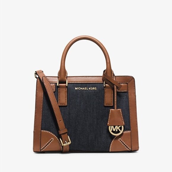 NWOT MICHAEL Michael Kors Dillon Small Denim Satchel - Picture 1 of 3